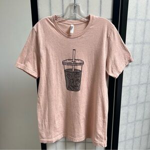 Light pink/grey heathered iced coffee/drink women’s medium t-shirt
